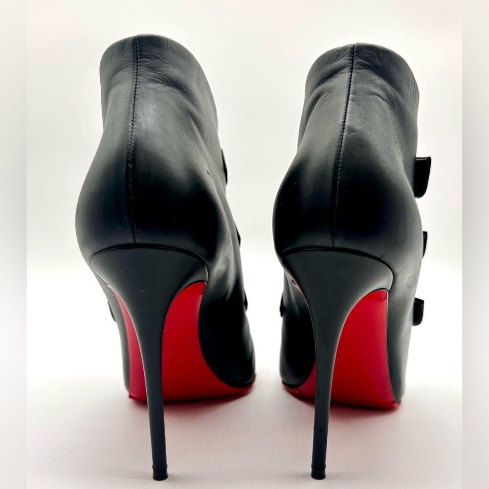 Christian Louboutin Black Leather Triniboot Stiletto Booties High Heels EU37.5 - Picture 9 of 12